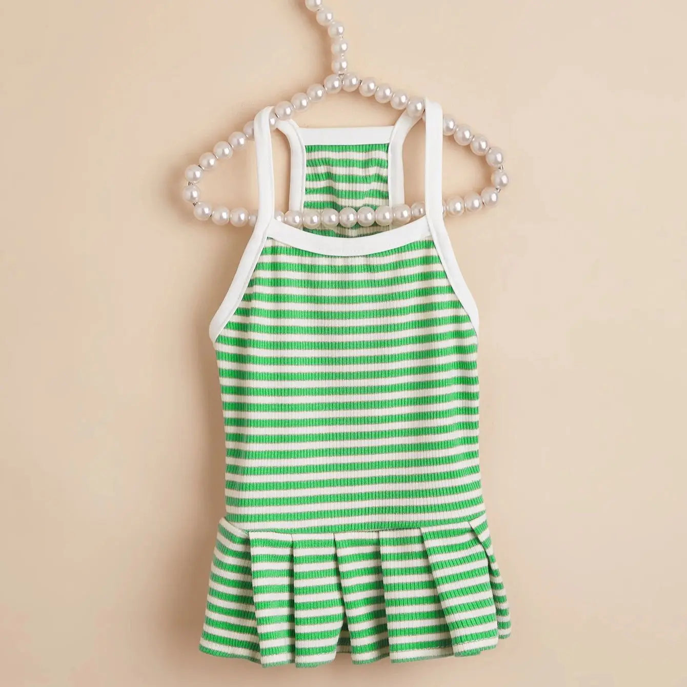 Striped Pet Dress – Ruffled Hem Summer Princess Outfit for Cats & Small to Medium Dogs, Cute Costume for Daily Wear & Parties.
