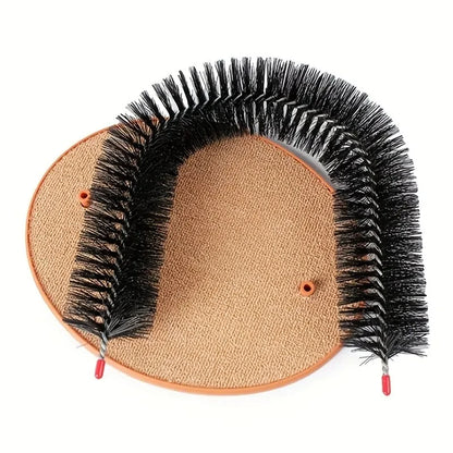 Cat Toy Arch Groomer – Self-Grooming Massage & Rubbing Brush with Scratching Pad for Interactive Cat Play and Grooming.