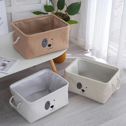 Plush Rectangular Pet Toy and Clothing Storage Basket.
