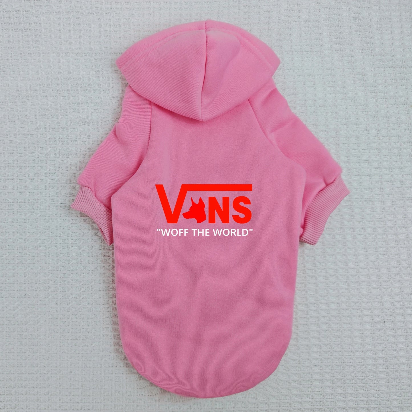 Warm Fleece Dog Hoodie – V-Inspired Dog Head Logo Hooded Pullover Sweatshirt for Puppies & Small Dogs.