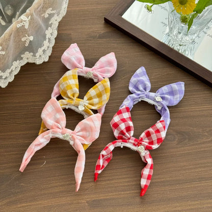 Forest Plaid Rabbit Ears Pet Headband – Cute & Comfortable Hair Band for Dogs & Cats, Funny Dress-Up Photo Prop Accessory.