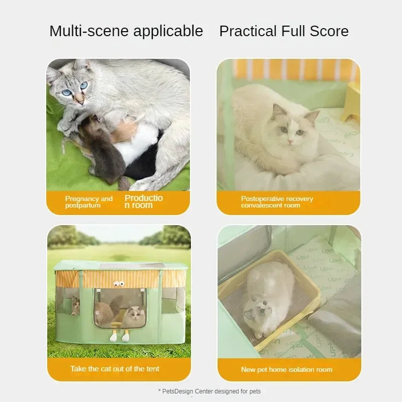 Cute Cat Maternity Tent Bed – Cozy Big-Eyed Cat Delivery Room & Kennel for Spring, Summer & Winter, Comfortable Nesting Bed for Pregnant Cats.