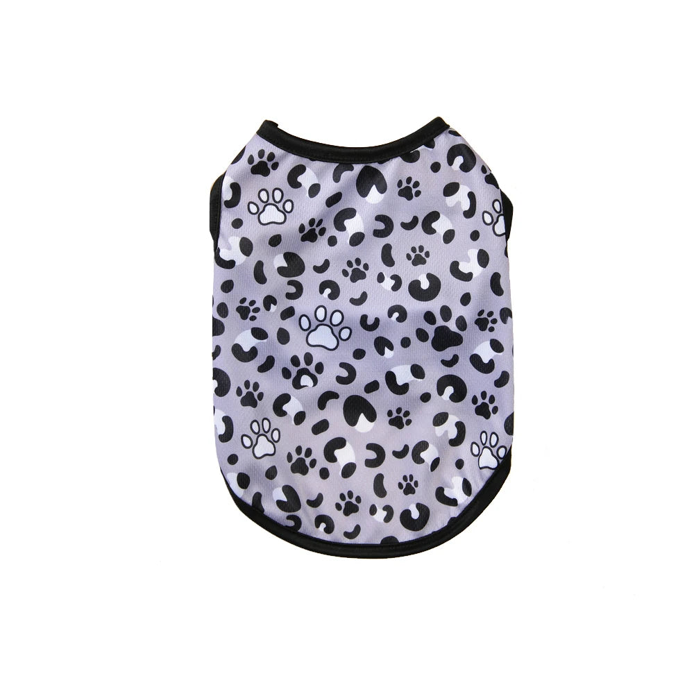 Leopard Print Pet Vest – Breathable Summer T-Shirt for Small Dogs & Cats, Stylish Puppy & Kitten Fashion Outfit.