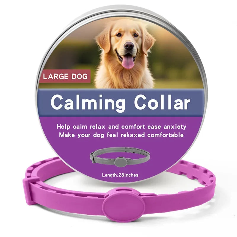 Calming Pet Collar – Anxiety Relief Retractable Collar for Dogs & Cats, Adjustable 56/72cm Design for Puppies, Kittens & Large Dogs