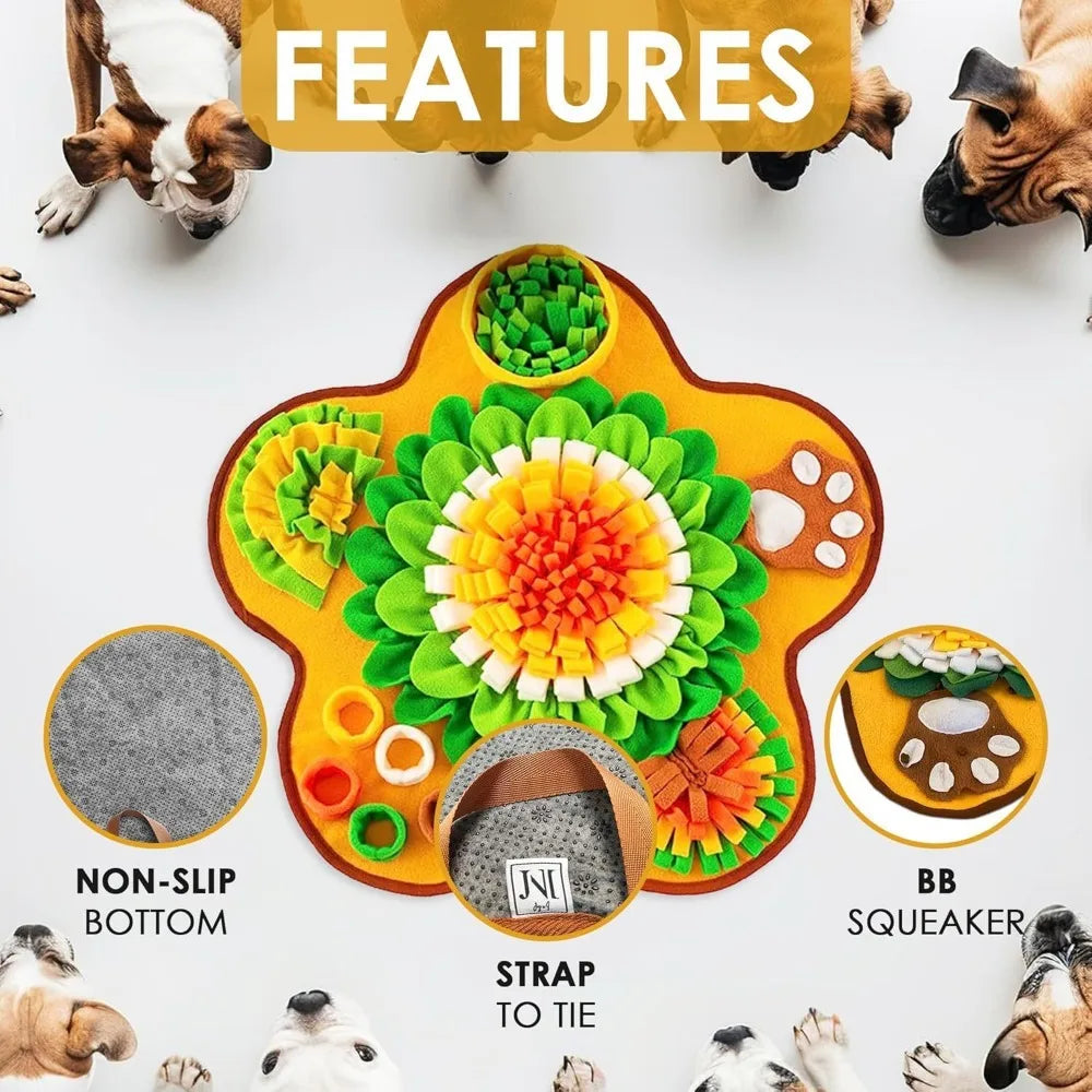 Pet Sniffing Mat – Interactive Dog Puzzle & Foraging Feeding Mat, Washable Foldable Training Toy for Dogs and Pets.