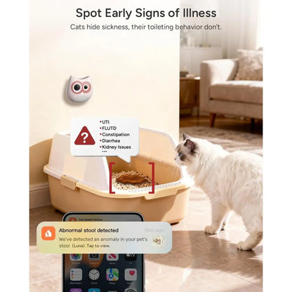AI Cat Litter Box Camera – Smart Cat Monitoring with Toileting Behavior Tracking, Abnormal Alerts & Compatibility with Automatic and Standard Litter Boxes for Multi-Cat Homes.