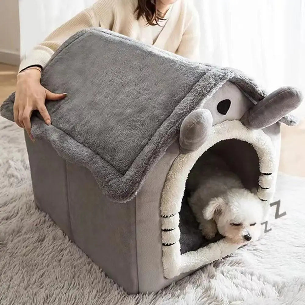 Cozy Pet Cave Bed with Soft Cushion, Warm Indoor Tent House for Cats, Puppies, and Small Dogs.
