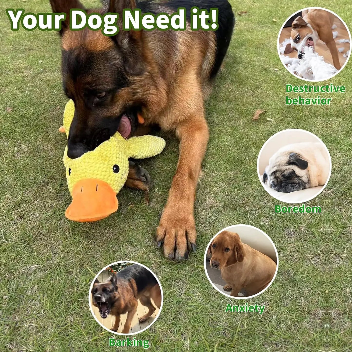 Duck Plush Dog Toy – Durable Chew-Resistant Squeaky Toy for Small & Large Dogs, Soft Companion for Teeth Grinding & Playtime.