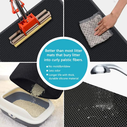 Cat Litter Mat With Gift Double Layer Waterproof Pet Litter Box Mat Non-slip Sand Cat Pad Washable Bed Mat Clean Pad Products.