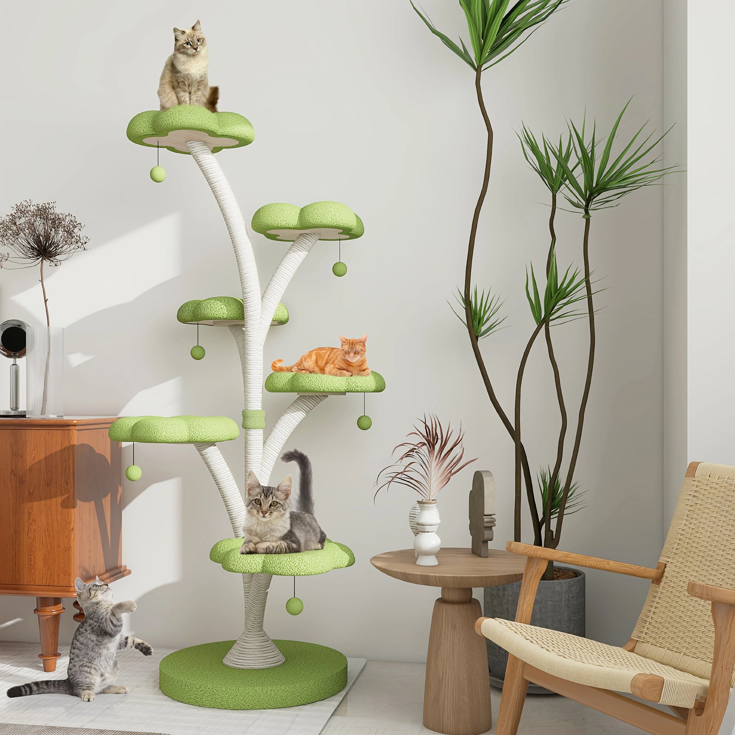 Petal-Shaped Cat Tree – Multi-Level Climbing Frame with Cozy Perch, Anti-Scratch Sisal Posts & Indoor Play Area for Kittens and Cats.