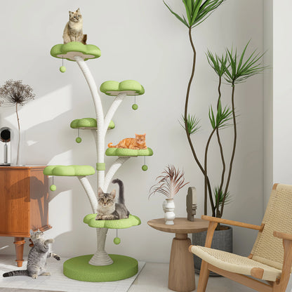 Petal-Shaped Cat Tree – Multi-Level Climbing Frame with Cozy Perch, Anti-Scratch Sisal Posts & Indoor Play Area for Kittens and Cats.