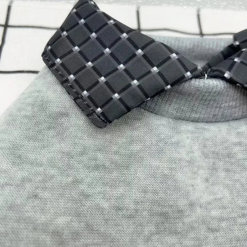 Pet Dog Winter Hoodie Jacket – Warm Plaid Patchwork Shirt Coat with Bear Hoodie for Small Dogs & Puppies.