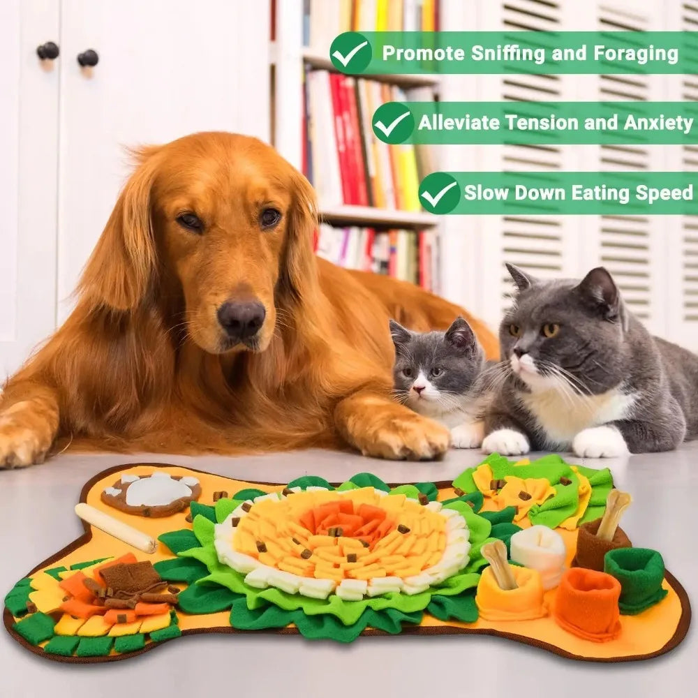 Pet Sniffing Mat – Interactive Dog Puzzle & Foraging Feeding Mat, Washable Foldable Training Toy for Dogs and Pets.
