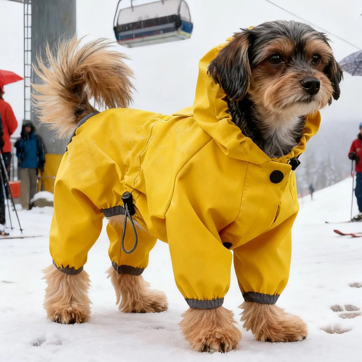 High-Visibility Waterproof Dog Raincoat – Adjustable Lightweight Yellow Jacket for Rain & Snow Protection, Ideal for Outdoor Walks.