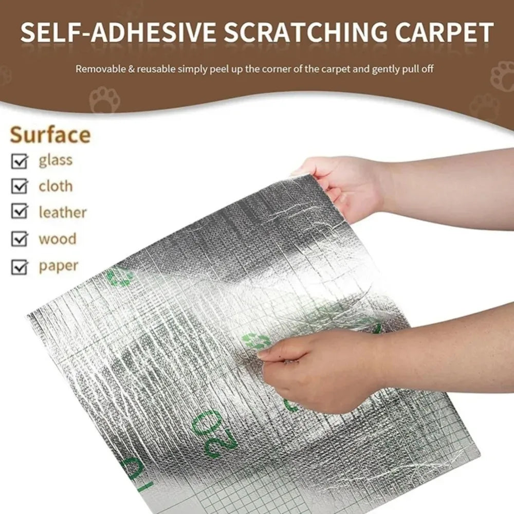 Self-Adhesive Cat Scratching Mat – Trimmable DIY Scratch Carpet for Walls, Corners & Sofas, Durable Furniture Protector for Cats.