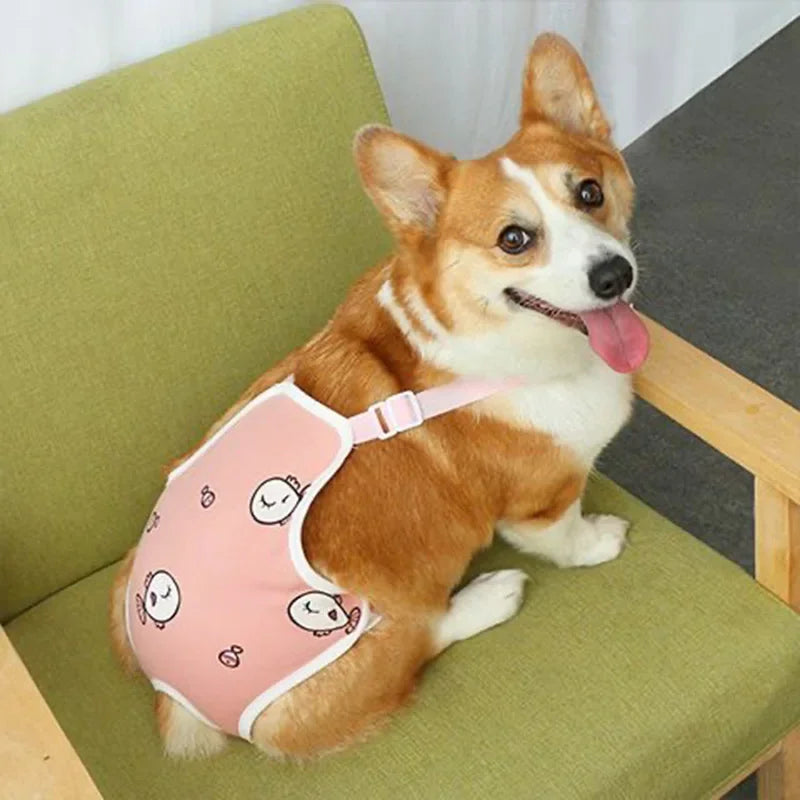 Adjustable Pet Underwear Shorts – Washable Physiological Pants with Shoulder Strap for Female Dogs, Comfortable Safety Diaper Trousers for Pets.