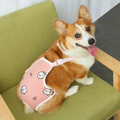 Adjustable Pet Underwear Shorts – Washable Physiological Pants with Shoulder Strap for Female Dogs, Comfortable Safety Diaper Trousers for Pets.