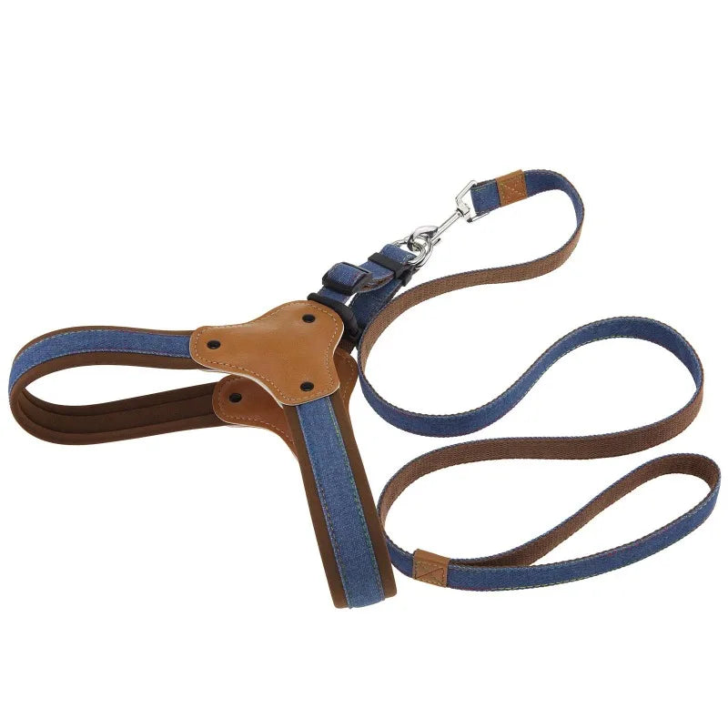 Adjustable Dog Harness & Leash Set – Breathable Heavy-Duty Saddle Harness for Small, Medium & Large Dogs, Secure Walking Rope Design.