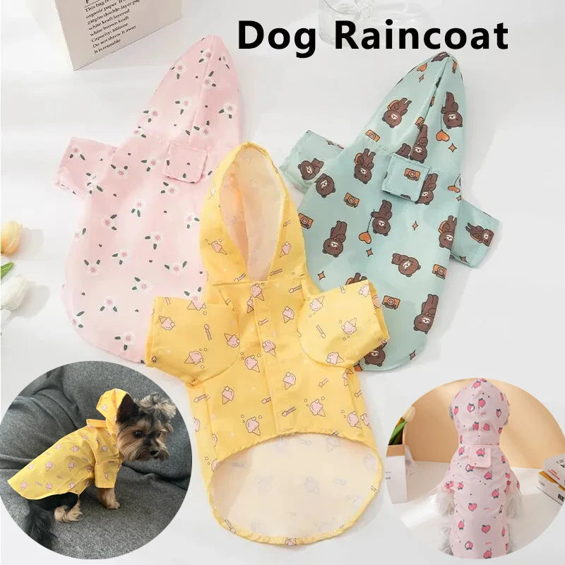 Fashion Dog Raincoat – Lightweight Waterproof Short Sleeve Outdoor Coat for Dogs & Puppies, Stylish Summer Rainwear.