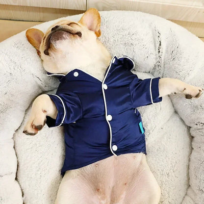 Soft Silk Pet Pajamas – Comfortable Dog & Cat Sleepwear Shirt for Small Pets, Lightweight Cozy Home Clothing.
