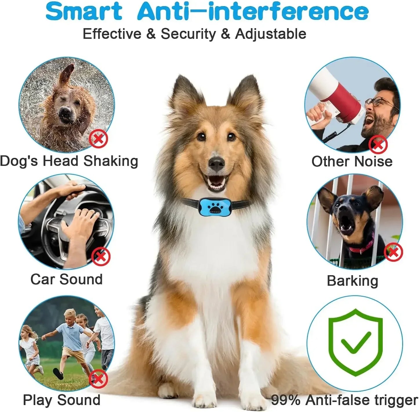 Pet Dog Anti-Barking Training Collar – USB Rechargeable Ultrasonic & Vibration Bark Control Device.