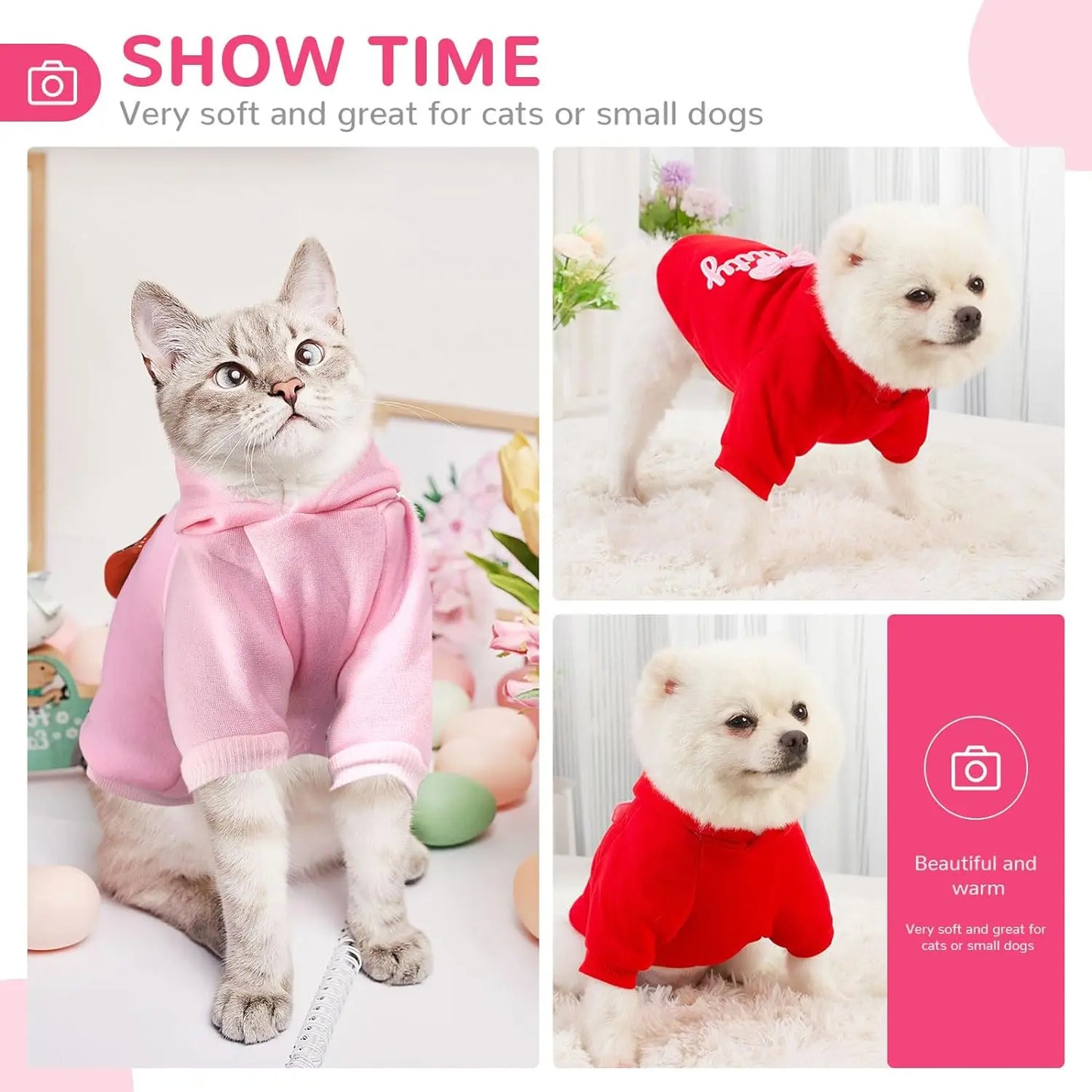 Autumn & Winter Dog Hoodie – Fleece-Lined Sweater for Small Dogs and Cats, Warm Puppy Sweatshirt for Chihuahuas, Yorkies & Girl Dogs.