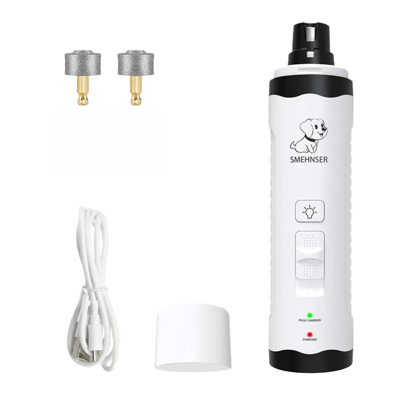 USB Rechargeable Pet Nail Grinder & Clipper – Quiet Dog & Cat Nail Trimmer with LED Light for Safe and Easy Grooming.