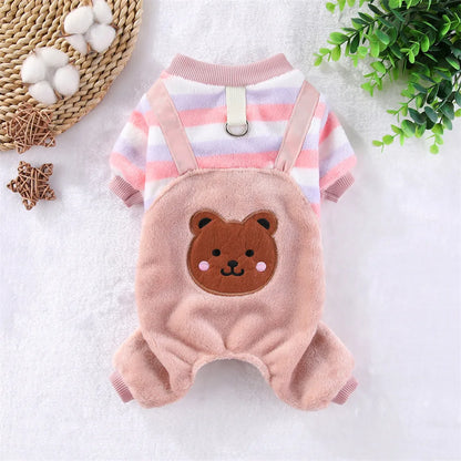Autumn & Winter Pet Fleece Jumpsuit – Warm Soft Coat Sweater with Leash Ring for Small, Medium & Large Dogs & Cats.