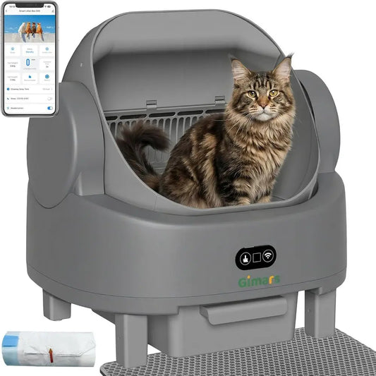 Open-Top Self-Cleaning Litter Box – Automatic Cat Litter Box for Multiple & Senior Cats with App Control & Safety Sensors.