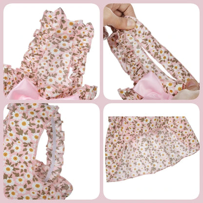 1PC Floral Pet Dress – Romantic Pink Summer Skirt for Small Dogs & Cats, Cute Chihuahua Pet Clothing Outfit.