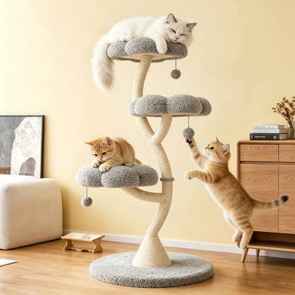 Petal-Shaped Cat Tree – Multi-Level Climbing Frame with Cozy Perch, Anti-Scratch Sisal Posts & Indoor Play Area for Kittens and Cats.