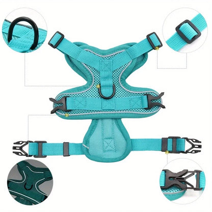 No-Pull Dog Harness & Leash Set – Adjustable Reflective Pet Vest Harness for Small Dogs & Cats, Comfortable Walking Chest Strap Lead.