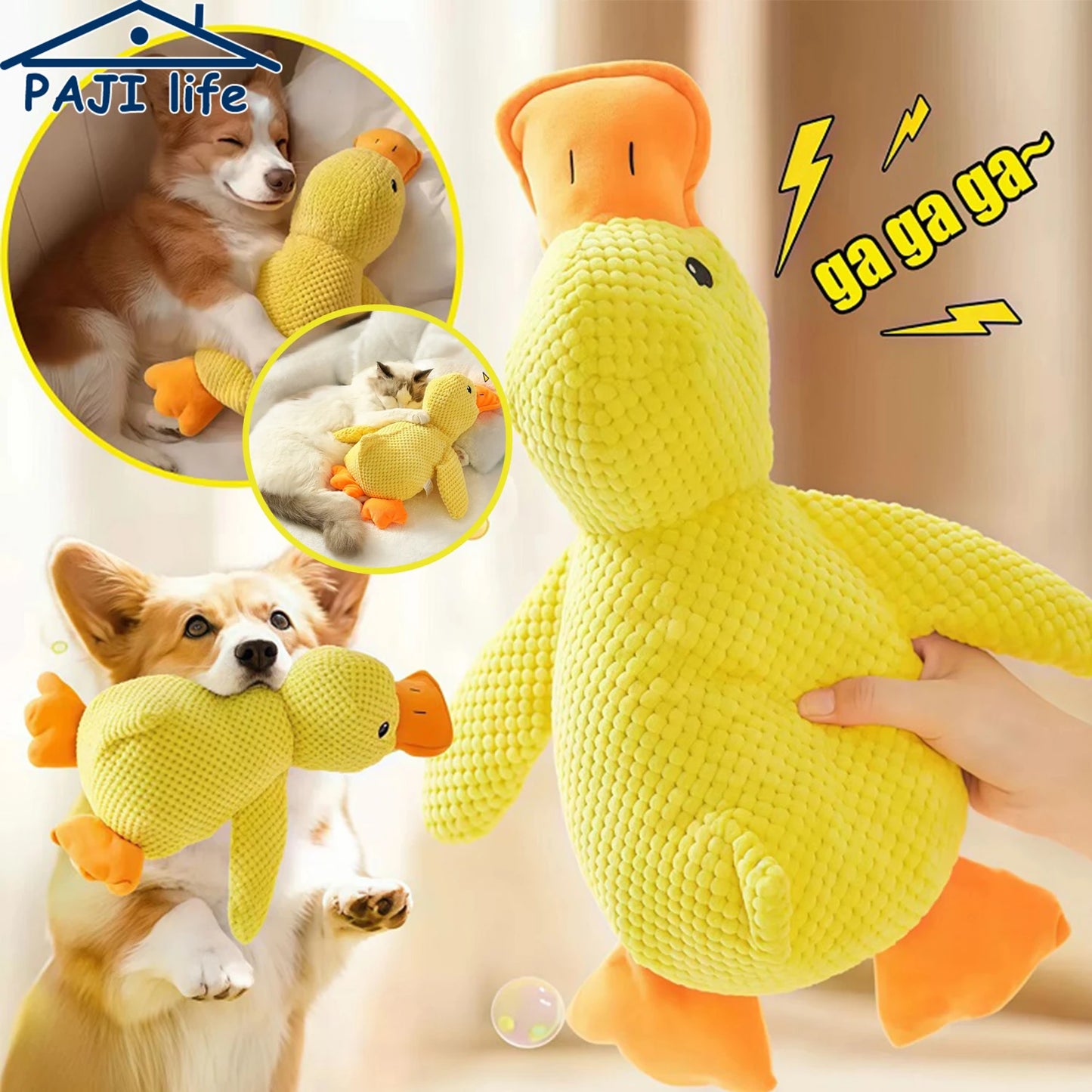 Duck Plush Dog Toy – Durable Chew-Resistant Squeaky Toy for Small & Large Dogs, Soft Companion for Teeth Grinding & Playtime.