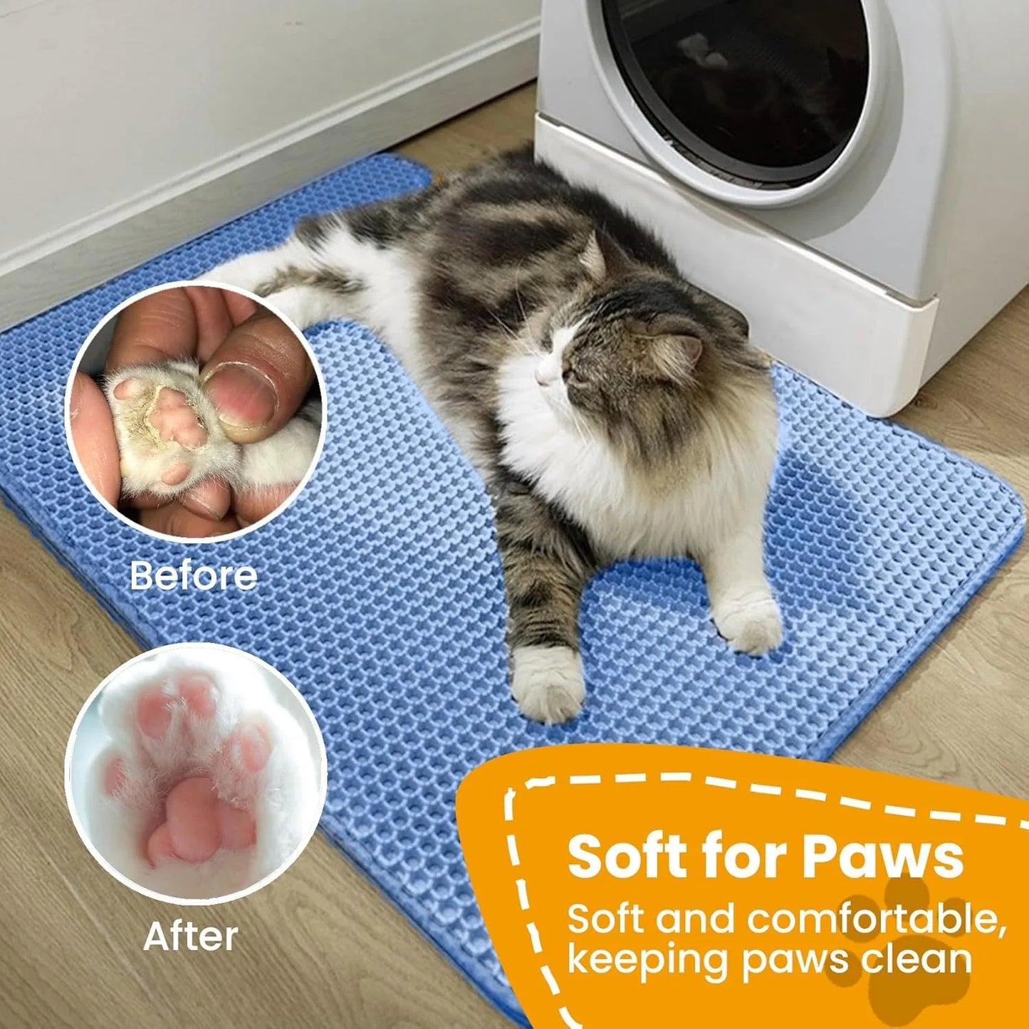 Double Layer Cat Litter Mat – Waterproof Non-Slip Litter Trapping Mat for Cats, Durable Wear-Resistant Pet Litter Box Floor Mat