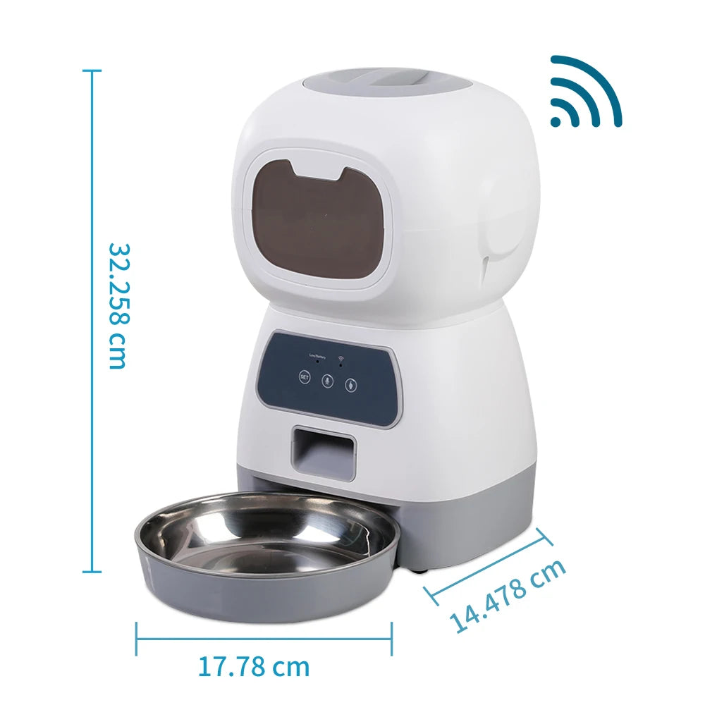 3.5L WiFi Smart Pet Feeder – Automatic Slow Feed Food Dispenser with Voice Recorder & Timed Feeding for Cats & Dogs.