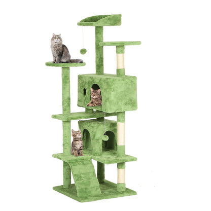 54''/70'' Cat Tree Tower – Multi-Level Cat Activity Center with Scratching Posts, Perches & Cozy House, Perfect Gift for Indoor Cats.