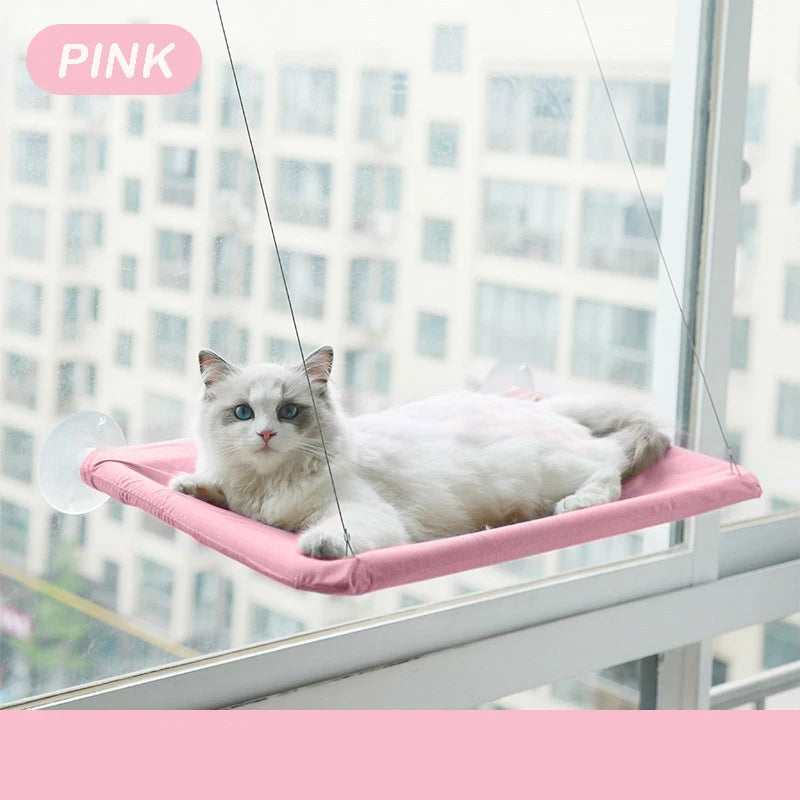 Pet Cat Hammock Aerial Hanging Cat Bed Cats Bed House Kitten Climbing Frame Sunny Window Seat Nest Bearing 20kg Pet Accessories.