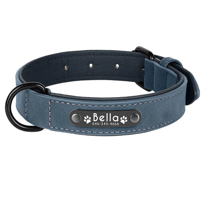 Personalized Leather Dog Collar – Custom Name ID Collar for Small, Medium & Large Dogs, Durable Collar for Pitbulls, Bulldogs & Beagles.