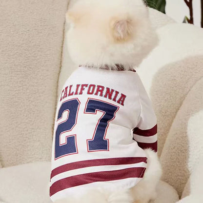 CALIFORNIA 27 Mesh Dog Jersey – Breathable Basketball Sports Shirt for Small Dogs & Cats, Lightweight Summer Pet T-Shirt for Teddy Breeds.