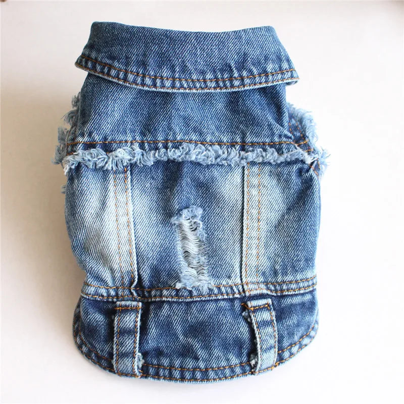 XS–2XL Denim Dog Jacket – Cowboy-Style Jean Vest Coat for Small Dogs, Puppies & Cats.