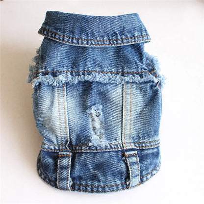 XS–2XL Denim Dog Jacket – Cowboy-Style Jean Vest Coat for Small Dogs, Puppies & Cats.