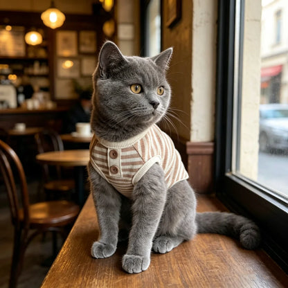 Simple Striped Knitted Pet Vest – Soft Spring & Summer Clothing for Small & Medium Dogs, Teddy Breeds & Cats.