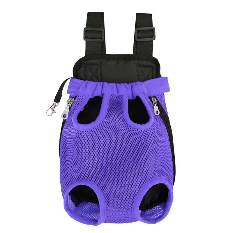Portable Pet Backpack – Double-Shoulder Mesh Carrier Bag for Cats & Dogs, Front and Outdoor Travel Pet Bag.