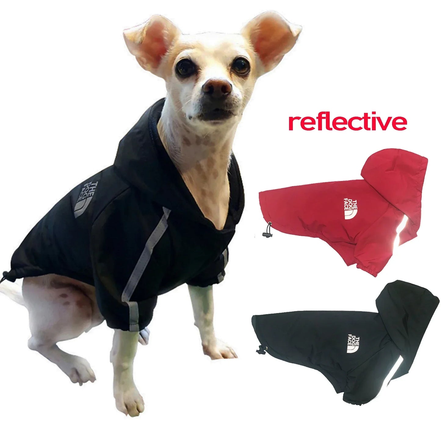 Reflective Waterproof Dog Coat – Warm Cotton Hooded Jacket for Small Dogs, Autumn & Winter Pet Clothing.