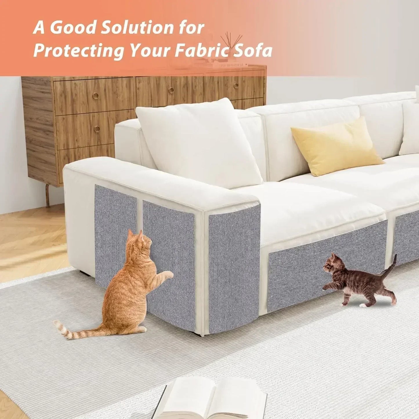 Self-Adhesive Cat Scratch Board Carpet – DIY Trimmable Wall & Sofa Protector for Cats, Anti-Scratch Pad for Claw Sharpening & Furniture Protection.