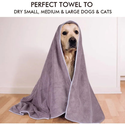 Microfiber Pet Absorbent Towel – Super Soft & Highly Absorbent Drying Towel for Dogs & Cats, Durable Bathing Essential.
