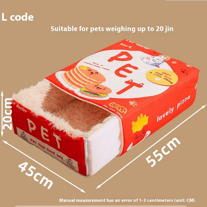 Drawer-Style Enclosed Pet Bed with Cozy Covered Nest for Cats, Warm Winter Plush House.