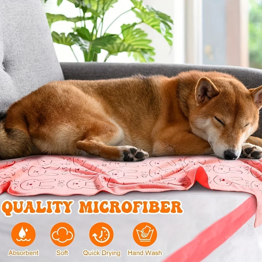 1PC Ultra-Fine Fiber Pet Bath Towel – Super Absorbent, Fast-Drying, Soft & Comfortable Grooming Towel for Small to Large Dogs & Cats