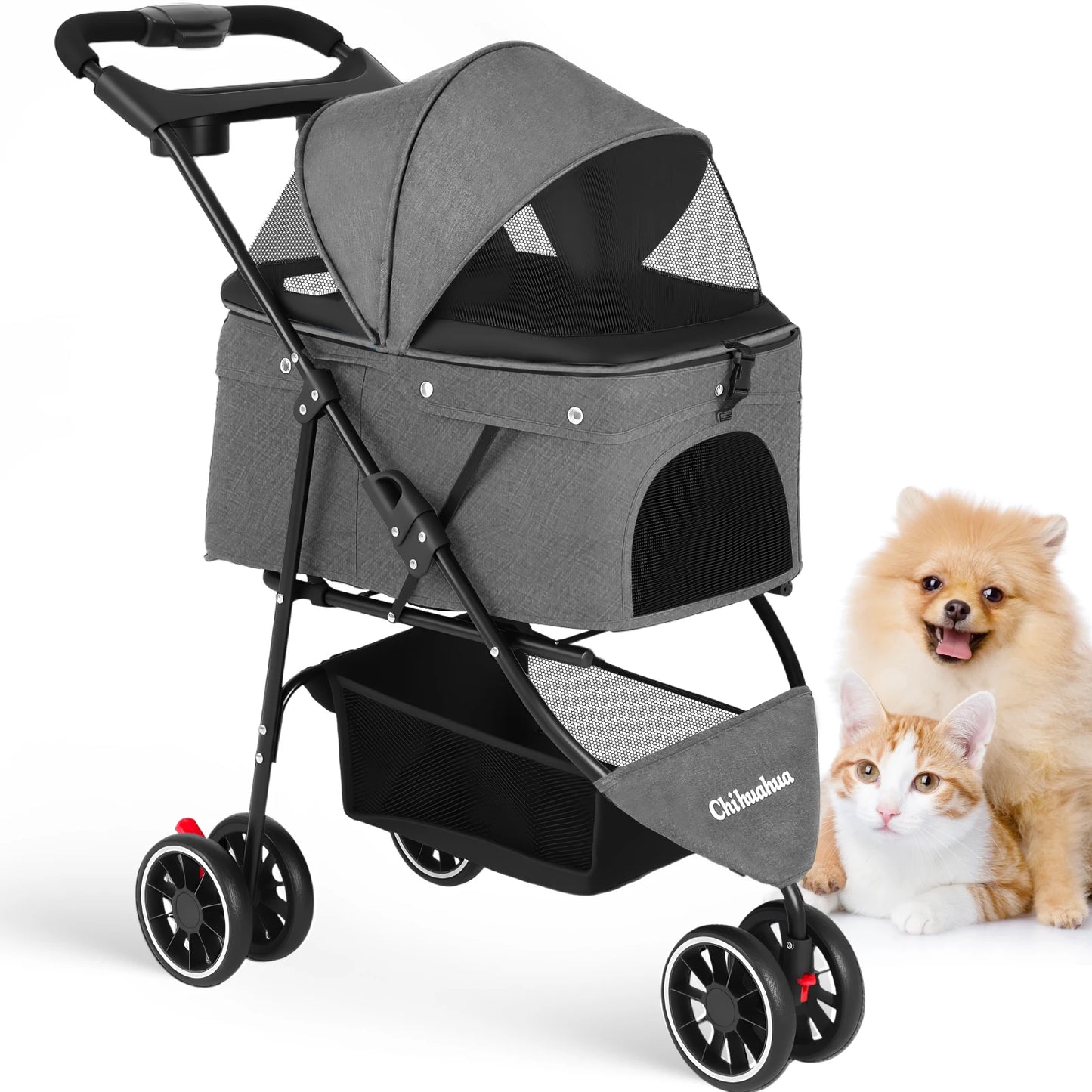 Portable Pet Stroller – Foldable Travel Carrier for Small Dogs & Cats, Comfortable Puppy & Pet Strolling Cart