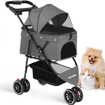 Portable Pet Stroller – Foldable Travel Carrier for Small Dogs & Cats, Comfortable Puppy & Pet Strolling Cart